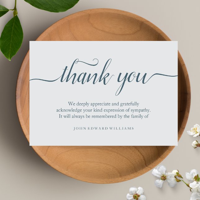 Tarjeta de agradecimiento para funeral Tarjeta de  (Blue Sympathy Thank You Card)