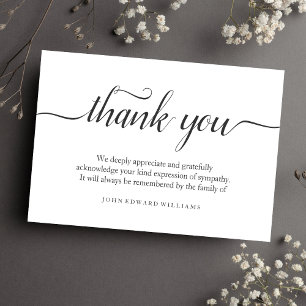 Tarjeta de agradecimiento para funeral Tarjeta de