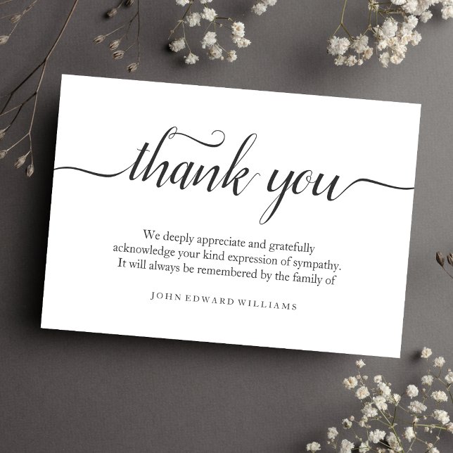 Tarjeta de agradecimiento para funeral Tarjeta de  (Gray Sympathy Thank You Card)