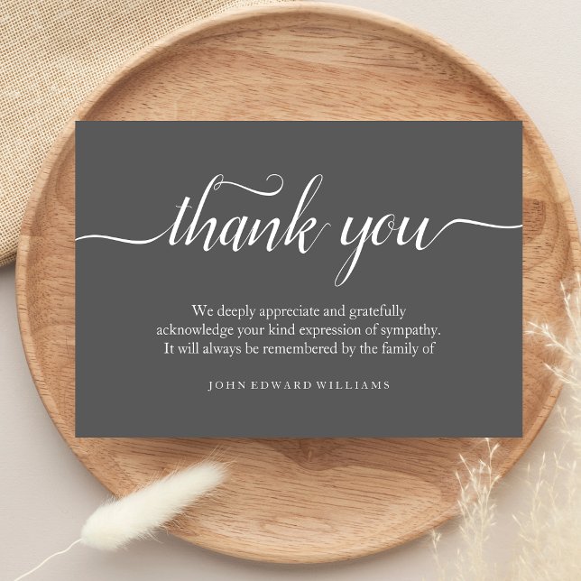 Tarjeta de agradecimiento para funeral Tarjeta de  (Gray Sympathy Thank You Card)