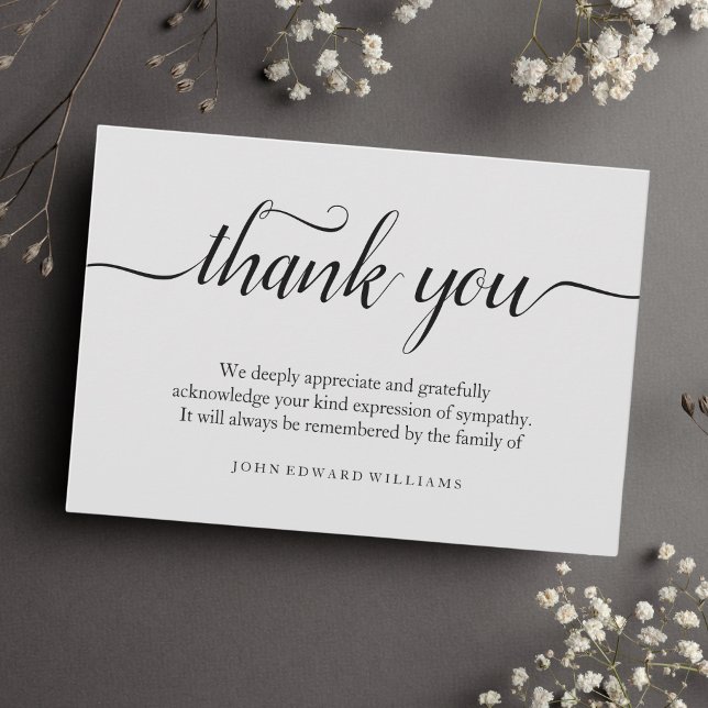 Tarjeta de agradecimiento para funeral Tarjeta de  (Gray Sympathy Thank You Card)