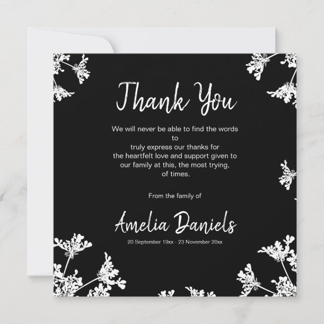 Tarjeta de agradecimiento para funerales de flores (Anverso)