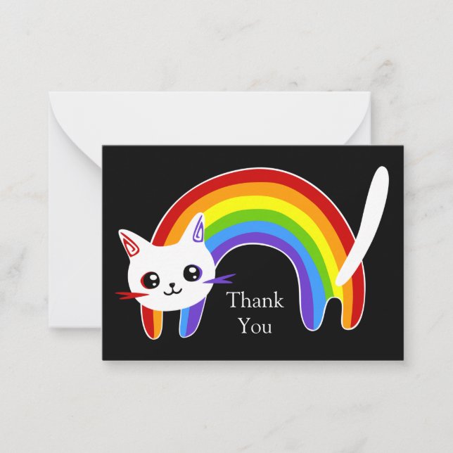 Tarjeta de agradecimiento para gato arco iris (Anverso)