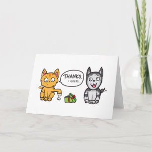 Tarjeta de agradecimiento para gato y perro