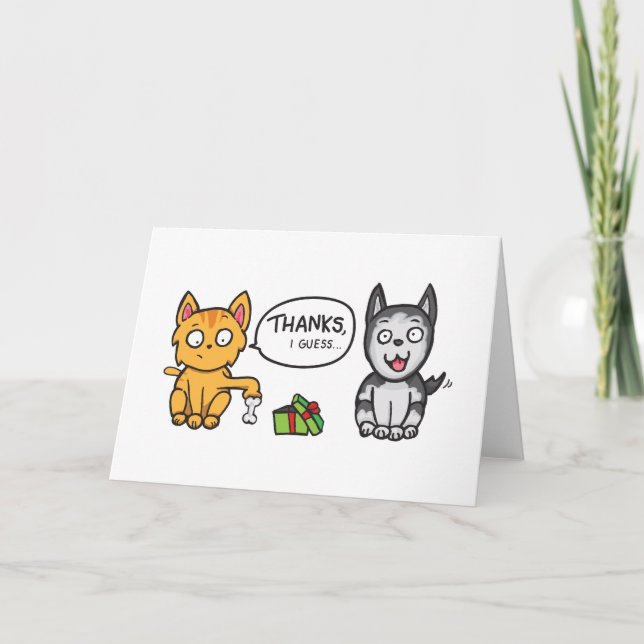 Tarjeta de agradecimiento para gato y perro (Anverso)