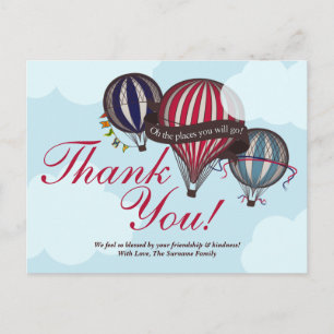 Tarjeta de agradecimiento para globo aerostático