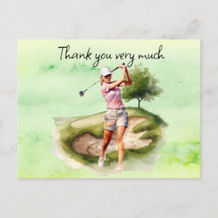 Tarjeta de agradecimiento para golf en campo de go