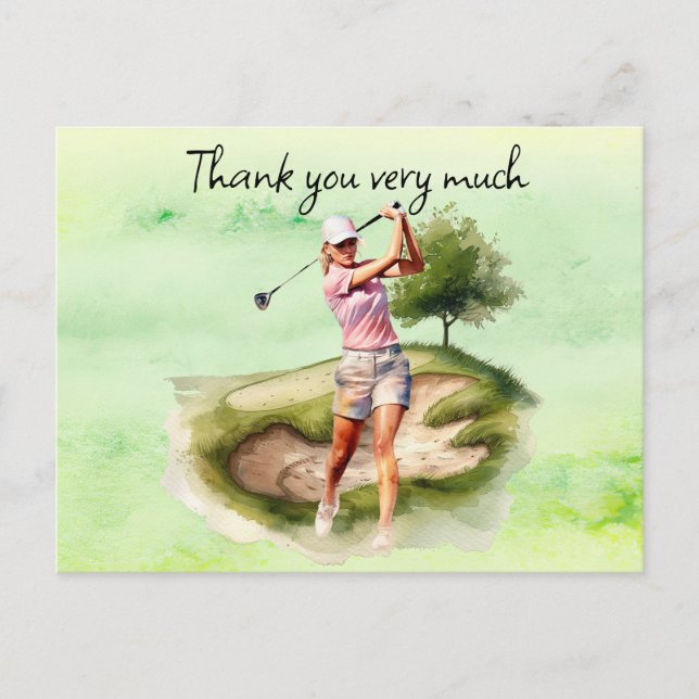 Tarjeta de agradecimiento para golf en campo de go (Anverso)