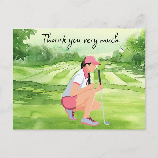 Tarjeta de agradecimiento para golf en campo de go (Anverso)