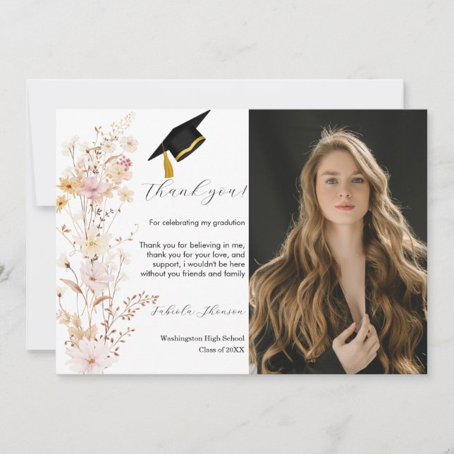 Tarjeta de agradecimiento para graduación de Boho  (Anverso)