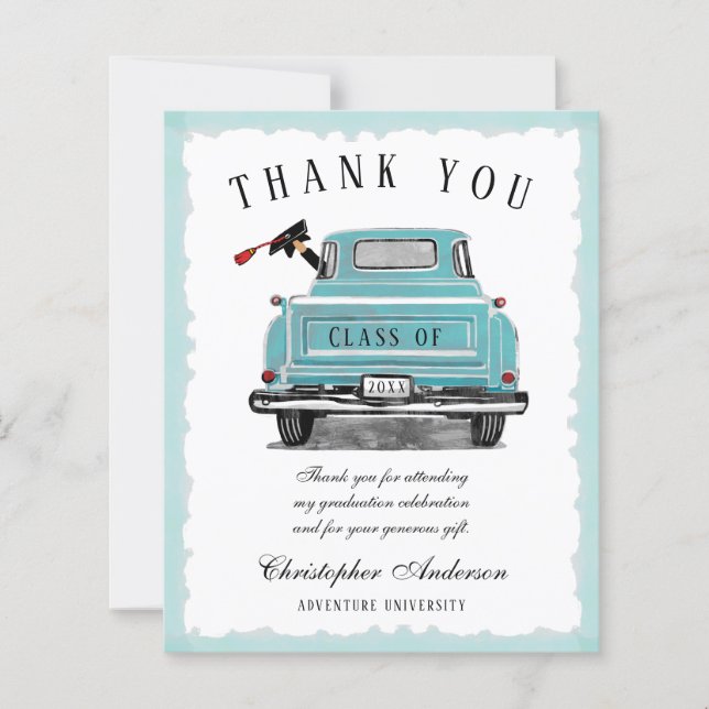 Tarjeta de agradecimiento para graduación de camio (Anverso)