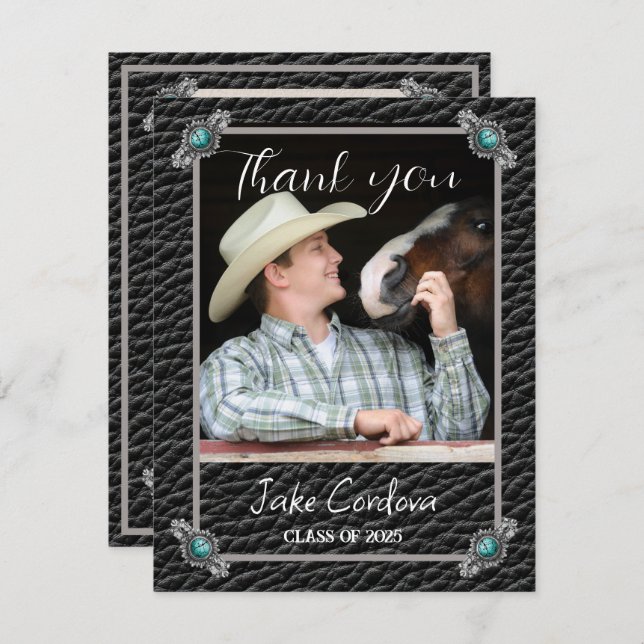 Tarjeta de agradecimiento para graduación de estil (Anverso / Reverso)