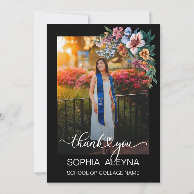 Tarjeta de agradecimiento para graduación de fotos (Anverso)