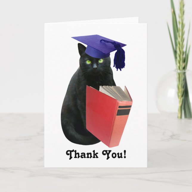 Tarjeta de agradecimiento para graduación de gato  (Anverso)