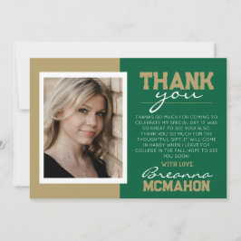 Tarjeta de agradecimiento para graduación de Green