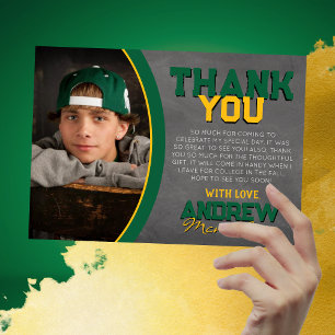 Tarjeta de agradecimiento para graduación de Green