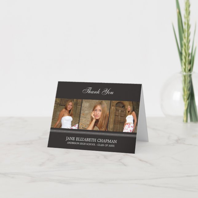 Tarjeta de agradecimiento para graduación elegante (Anverso)