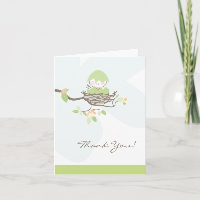 Tarjeta de agradecimiento para Green Baby Bird in  (Anverso)