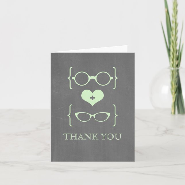 Tarjeta de agradecimiento para Green Geeky Glasses (Anverso)