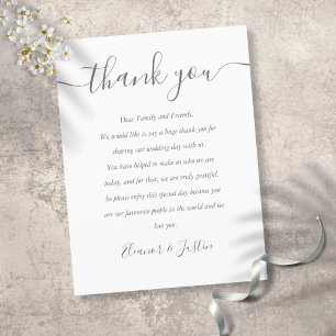 Tarjeta de agradecimiento para guión de recepción 