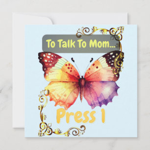 Tarjeta De Agradecimiento Para hablar con mamá, presione 1