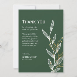 Tarjeta de agradecimiento para hoja verde forestal