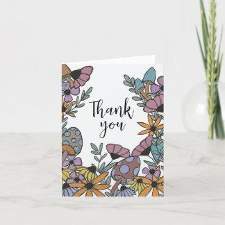 Tarjeta de agradecimiento para hongos y flores