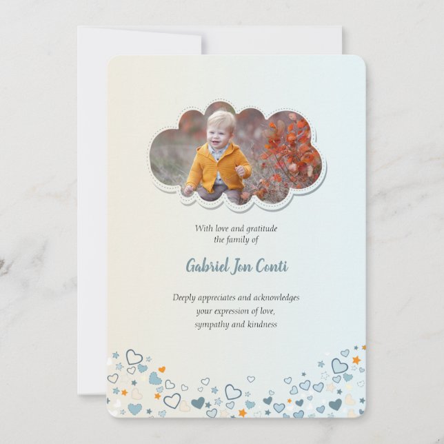 Tarjeta de agradecimiento para honores infantiles (Anverso)