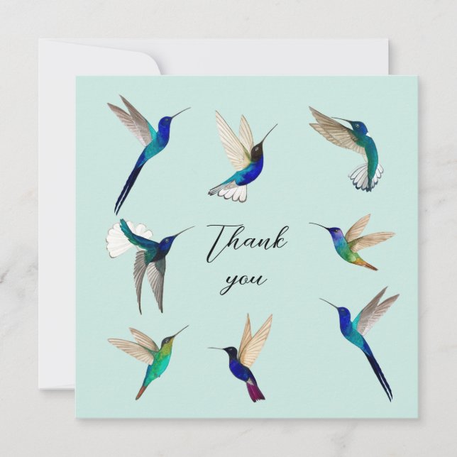 Tarjeta de agradecimiento para Hummingbirds (Anverso)