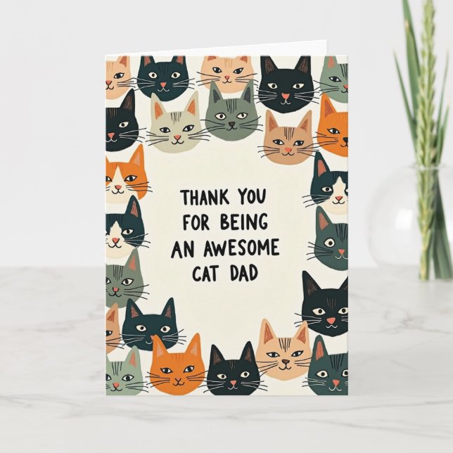 Tarjeta de agradecimiento para increíble papá gato (Anverso)