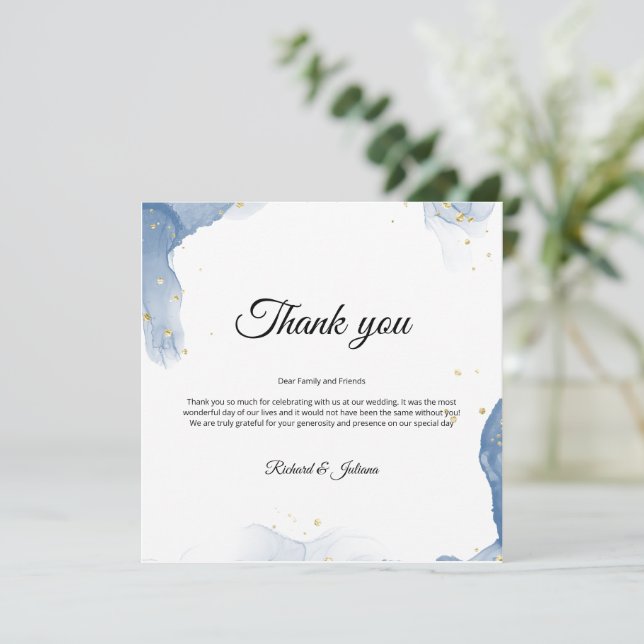 Tarjeta de agradecimiento para invitación de boda  (Anverso de pie)