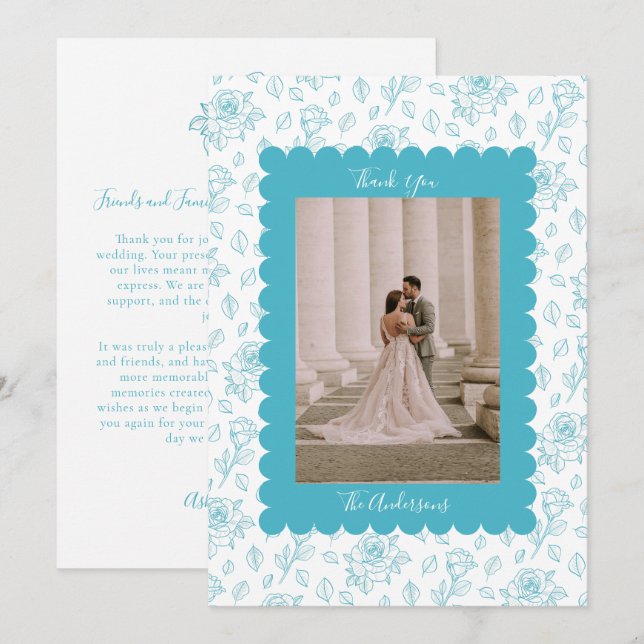 Tarjeta de agradecimiento para invitados de boda c (Anverso / Reverso)