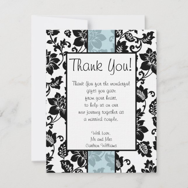 Tarjeta de agradecimiento para la boda de damasco  (Anverso)