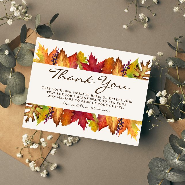 Tarjeta de agradecimiento para la boda de otoño (Subido por el creador)