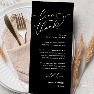 Tarjeta de agradecimiento para la cena de boda, Am