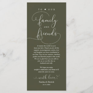 Tarjeta de agradecimiento para la cena de boda, co
