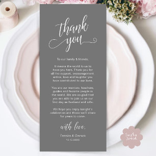 Tarjeta de agradecimiento para la cena de boda ele