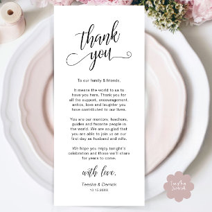 Tarjeta de agradecimiento para la cena de boda ele