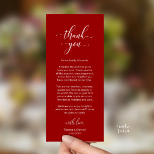 Tarjeta de agradecimiento para la cena de boda ele