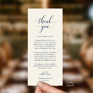 Tarjeta de agradecimiento para la cena de boda ele