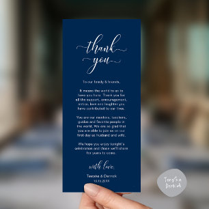 Tarjeta de agradecimiento para la cena de boda ele