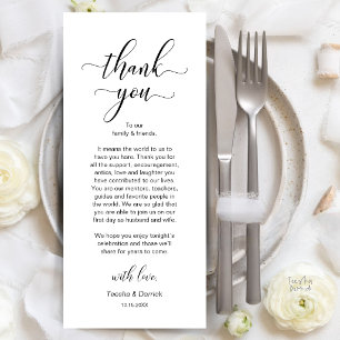 Tarjeta de agradecimiento para la cena de boda mod