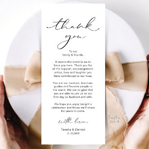 Tarjeta de agradecimiento para la cena de boda mod