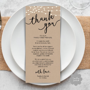 Tarjeta de agradecimiento para la cena de boda rús