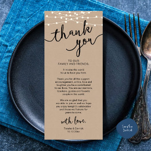 Tarjeta de agradecimiento para la cena de boda rús