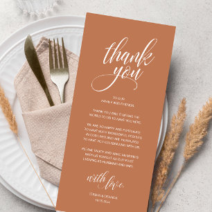 Tarjeta de agradecimiento para la cena de ensayo b