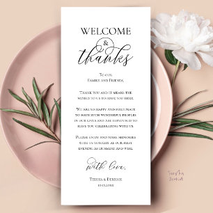 Tarjeta de agradecimiento para la cena de recepció