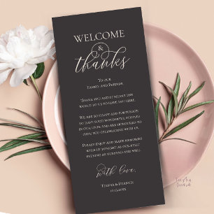 Tarjeta de agradecimiento para la cena de recepció