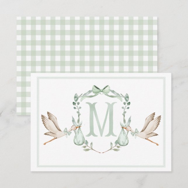 Tarjeta de agradecimiento para la cigüeña verde de (Anverso / Reverso)