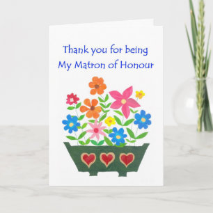 Tarjeta de agradecimiento para la dama de honor